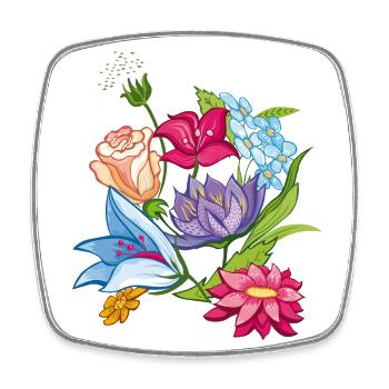Fleurs printanières - Magnet carré - blanc - Devant