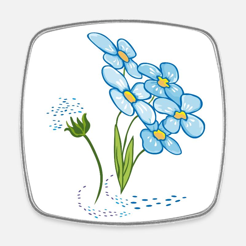 Forget-me-not primrose spring - Square fridge magnet - white