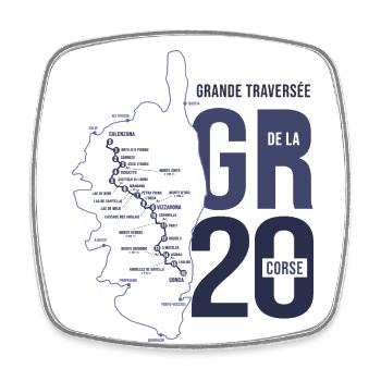 GR 20 randonnee gr 20 team randonnée Corse - Magnet carré - blanc - Devant