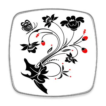 Blumenranke - Viereckiger Kühlschrankmagnet - Weiß - Vorne