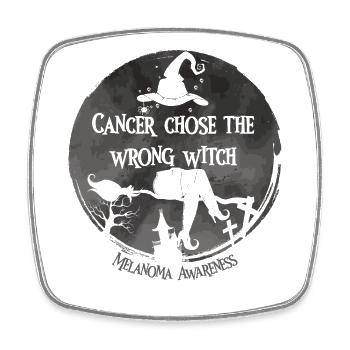 Cancer Chose The Wring Witch Skin Cancer - Square fridge magnet - white - Front