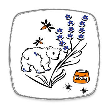 Miel d’abeilles d’ours - Magnet carré - blanc - Devant