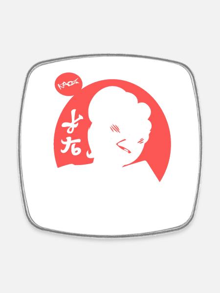 Come back, Gaijin! Japanese Geisha in Love - Square fridge magnet - white