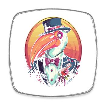 Costume-cravate avec un toucan de gentleman - Magnet carré - blanc - Devant