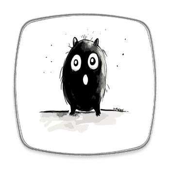 Cute Cartoon Inks Monster - Square fridge magnet - white - Front