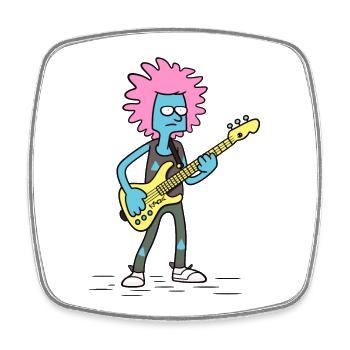 Cartoon guitarist for rock and music - Square fridge magnet - white - Front