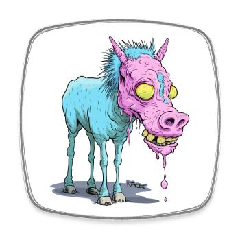 Visage fondant : Cul de zombie de bonbons - Magnet carré - blanc - Devant