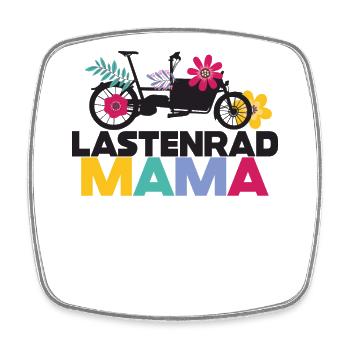 Lastenrad Mama Fahrrad Cargobike - Viereckiger Kühlschrankmagnet - Weiß - Vorne