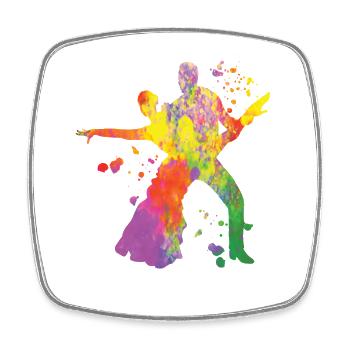 Latin Dancing Couple Watercolor Dancer - Square fridge magnet - white - Front
