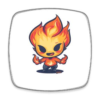 Flaming Flames: Anime Character - Square fridge magnet - white - Front