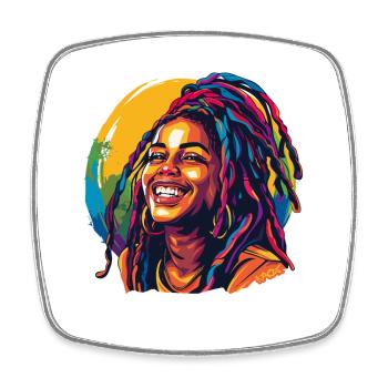 Smiling Jamaica Rastafarian Woman - Square fridge magnet - white - Front
