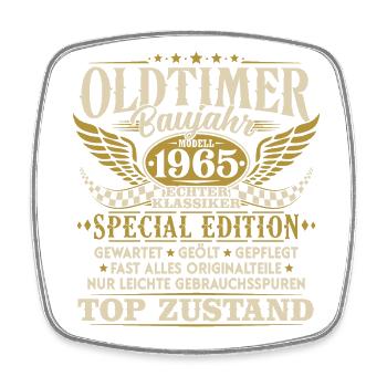 Oldtimer Baujahr 1965 Jahrgang Geburtstag Geschenk - Viereckiger Kühlschrankmagnet - Weiß - Vorne