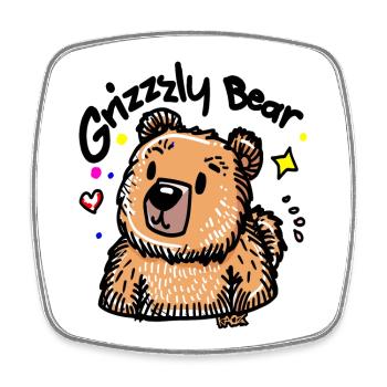 Cartoon Süßer Grizzlybär Grizzly Bär - Viereckiger Kühlschrankmagnet - Weiß - Vorne