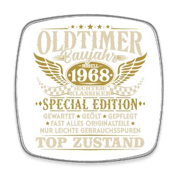 Oldtimer Baujahr 1968 Jahrgang Geburtstag Geschenk - Viereckiger Kühlschrankmagnet - Weiß - Vorne