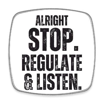 Stop Regulating and Listening Teacher - Square fridge magnet - white - Front
