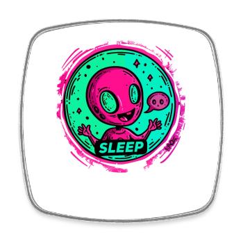 Little happy alien, sleeping - Square fridge magnet - white - Front