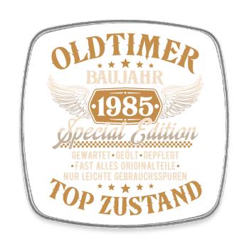 Oldtimer Baujahr 1985 Jahrgang Geburtstag Geschenk - Viereckiger Kühlschrankmagnet - Weiß - Vorne