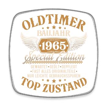 Oldtimer Baujahr 1965 Jahrgang Geburtstag Geschenk - Viereckiger Kühlschrankmagnet - Weiß - Vorne