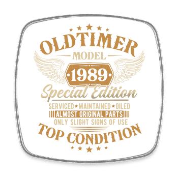 Oldtimer 1989 Jahrgang geboren Geburtstag Geschenk - Viereckiger Kühlschrankmagnet - Weiß - Vorne