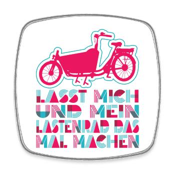 Vélo Cargo Rétro Vélo Cargo Cargobike - Magnet carré - blanc - Devant