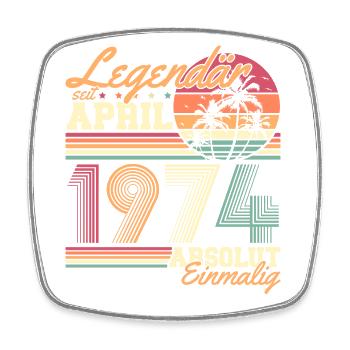 Legendary since April 1974 Vintage Birthday - Square fridge magnet - white - Front