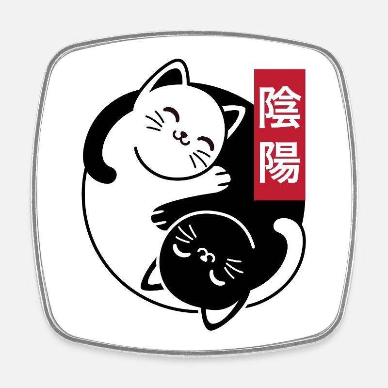 Yin and Yang Cats - Square fridge magnet - white