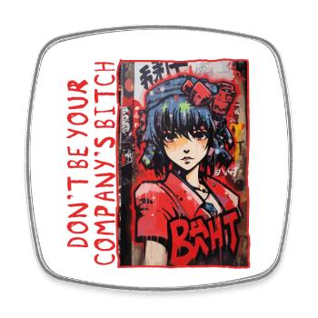 Anime Graffiti: Sei nicht der Idiot der Firma - Viereckiger Kühlschrankmagnet - Weiß - Vorne