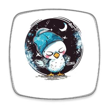 Sleeping dove with moon and stars - Square fridge magnet - white - Front