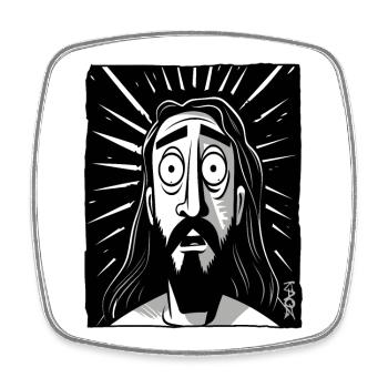 Cartoon Jesus Man - Square fridge magnet - white - Front