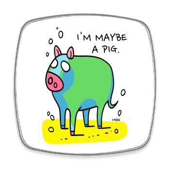 Farm animal, maybe a pig - Square fridge magnet - white - Front