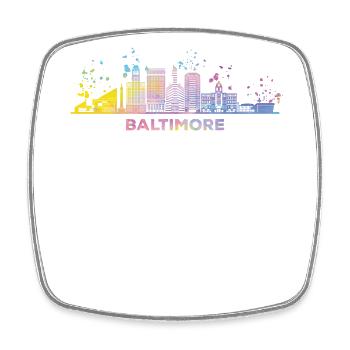 Baltimorean Watercolor Skyline Baltimore - Square fridge magnet - white - Front