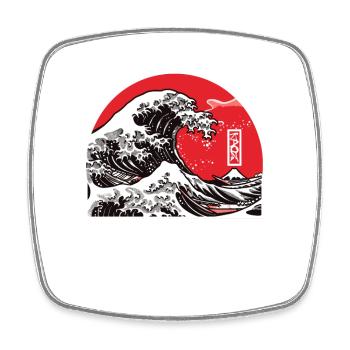 Kanagawa sagt: Tu nichts - Viereckiger Kühlschrankmagnet - Weiß - Vorne