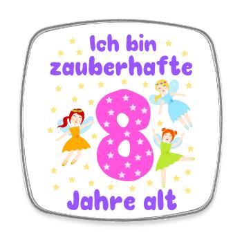 8e anniversaire fées magie fantaisie fille 8 ans - Magnet carré - blanc - Devant