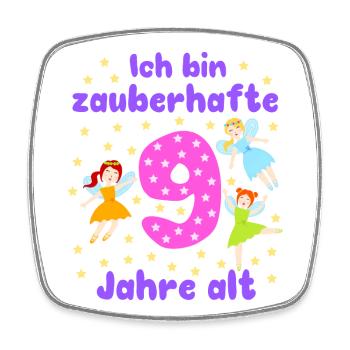 9th Birthday Fairies Magic Fantasy Girl 9 Years - Square fridge magnet - white - Front