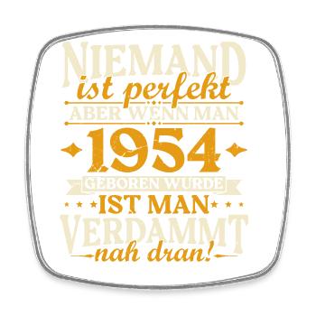Jahrgang 1954 geboren Geburtstag Geburtstagsspruch - Viereckiger Kühlschrankmagnet - Weiß - Vorne