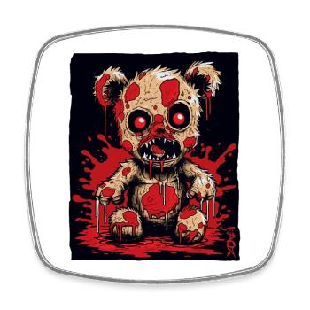 Creepy Zombie Horror Plush Toy Bear - Square fridge magnet - white - Front