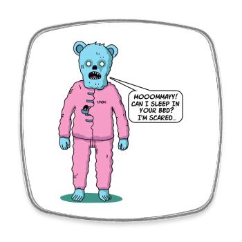 Niedlicher Zombie Bär schläft nicht, braucht Mama - Viereckiger Kühlschrankmagnet - Weiß - Vorne
