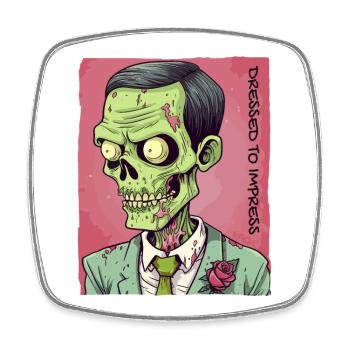 Habillé pour impressionner : Zombie Gentleman - Magnet carré - blanc - Devant