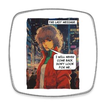 Cartoon of the girl who doesn't come back - Square fridge magnet - white - Front