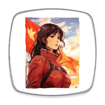 Beauty Propaganda: Socialist Girls - Square fridge magnet - white - Front