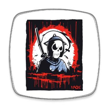 Sensenmann Totenkopf Samurai - Viereckiger Kühlschrankmagnet - Weiß - Vorne
