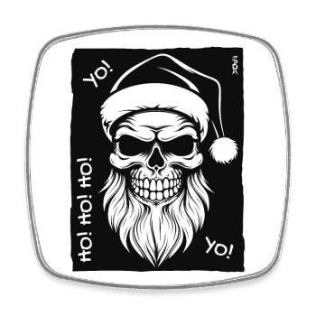 Santa Skull: Fröhliche Weihnachten Yo Ho Ho Ho - Viereckiger Kühlschrankmagnet - Weiß - Vorne