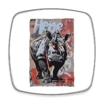 Street Art: Graffiti Rhino Nashorn - Square fridge magnet - white - Front