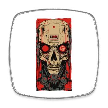 Horror Cyborg Skull - Square fridge magnet - white - Front