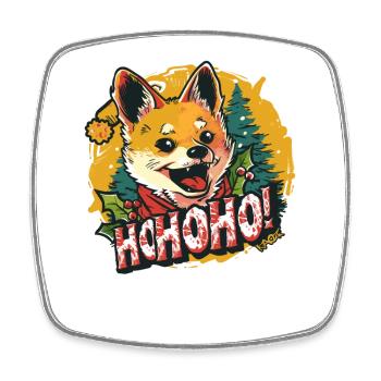 Little dog for Christmas: Ho Ho Ho! - Square fridge magnet - white - Front