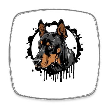 Dobermann Hund: Hundebesitzer - Viereckiger Kühlschrankmagnet - Weiß - Vorne