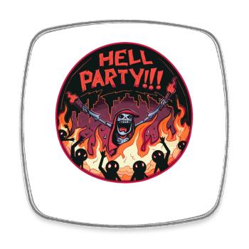 Let's party in hell - Square fridge magnet - white - Front