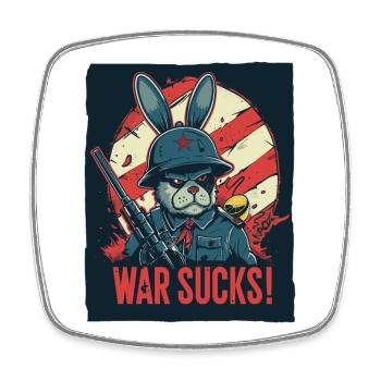 Captain Rabbit Hüpf: War is crap - Square fridge magnet - white - Front