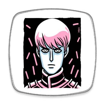 Anime Cartoon Soldier: Ruler - Square fridge magnet - white - Front