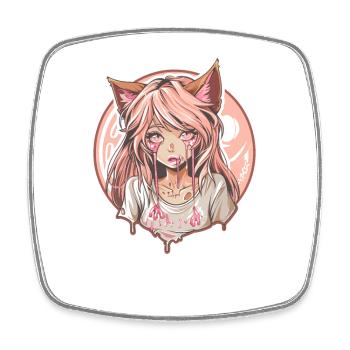 Cool Anime Fox Girl - Magnet carré - blanc - Devant